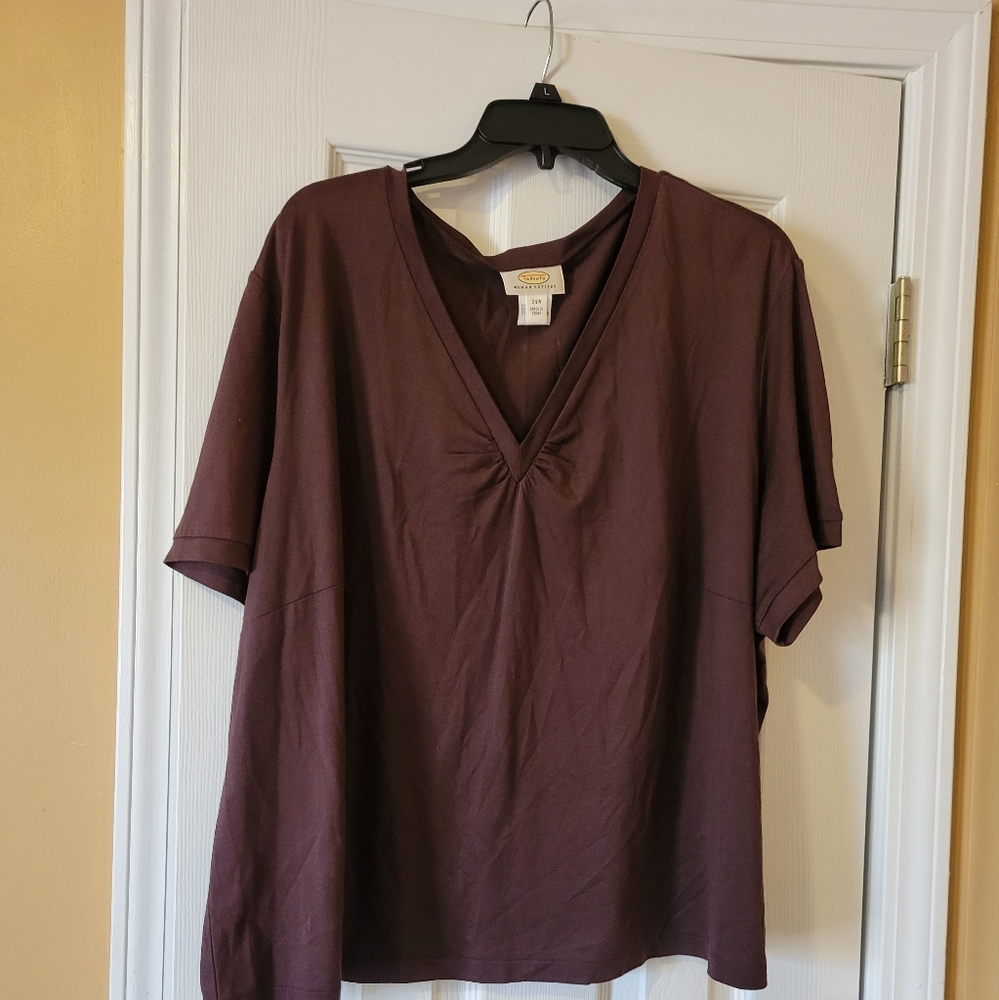 Women's V neck top, brown